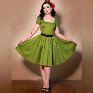 Lara Dress in Olive Cotton Sateen Laura Byrnes Design Large NWT